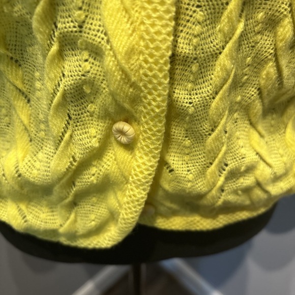 VTG Yellow Knit‎ Button Up Cardigan Sweater Grandmacore Coastal Women SzS (38) - Picture 3 of 9